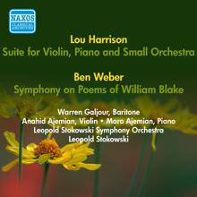 Leopold Stokowski: Harrison, L.: Suite for Violin, Piano and Small Orchestra / Weber, B.: Symphony On Poems of William Blake (Stokowski) (1952)