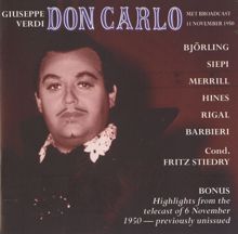 Jussi Björling: Don Carlo: Act II Scene 2: Nel posar sul mio capo la corona (Filippo, Chorus)